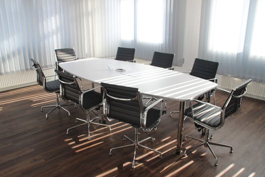 A conference room made of office partitions